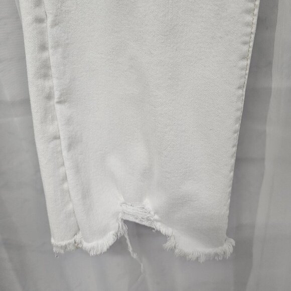Loft White High Rise Flare Crop Jeans Denim Distressed 4 - Picture 7 of 15